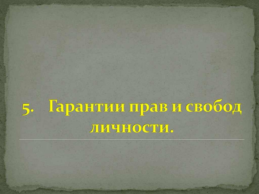 5. Гарантии прав и свобод личности.