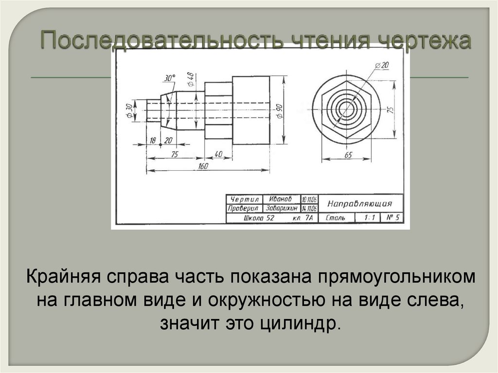 Последовательность чтения чертежа