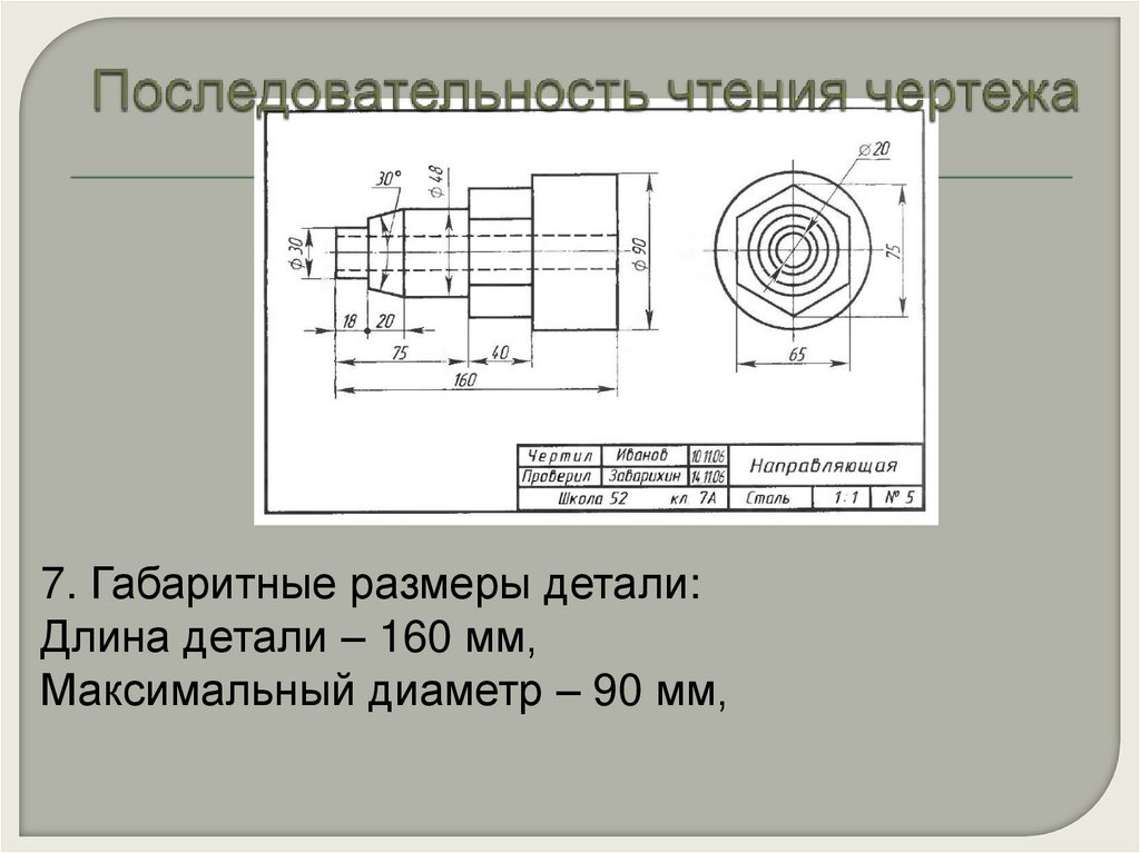Последовательность чтения чертежа