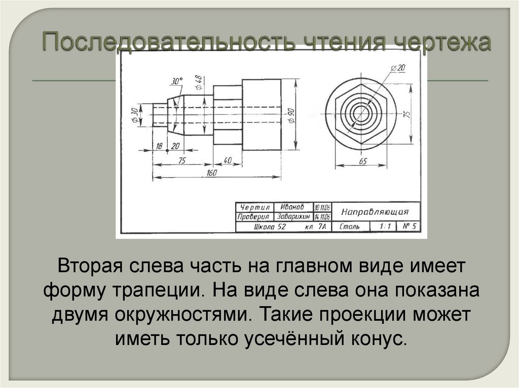 Последовательность чтения чертежа