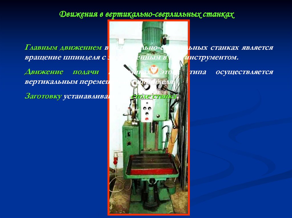 Движения в вертикально-сверлильных станках