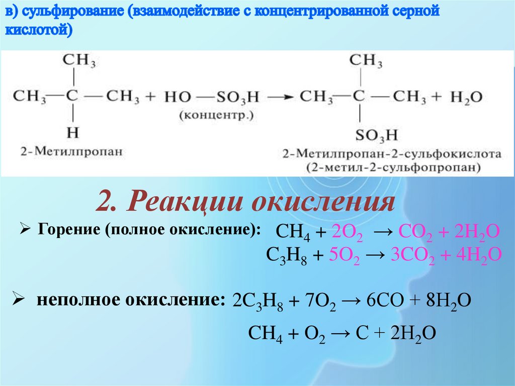в) сульфирование (взаимодействие с концентрированной серной кислотой)