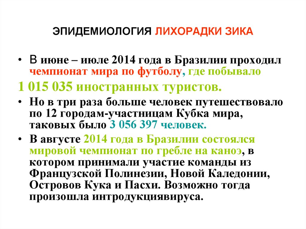 ЭПИДЕМИОЛОГИЯ ЛИХОРАДКИ ЗИКА