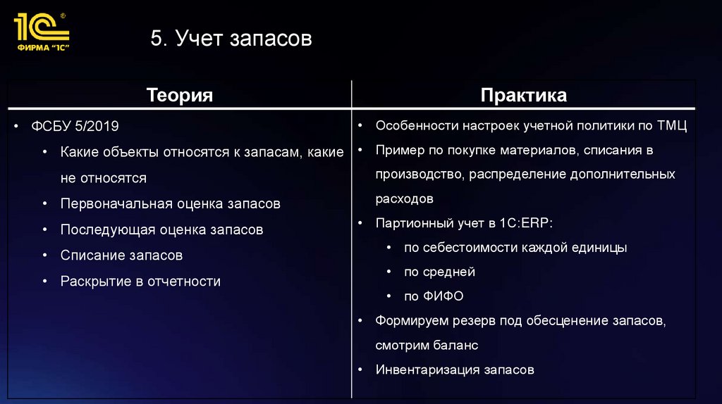 5. Учет запасов