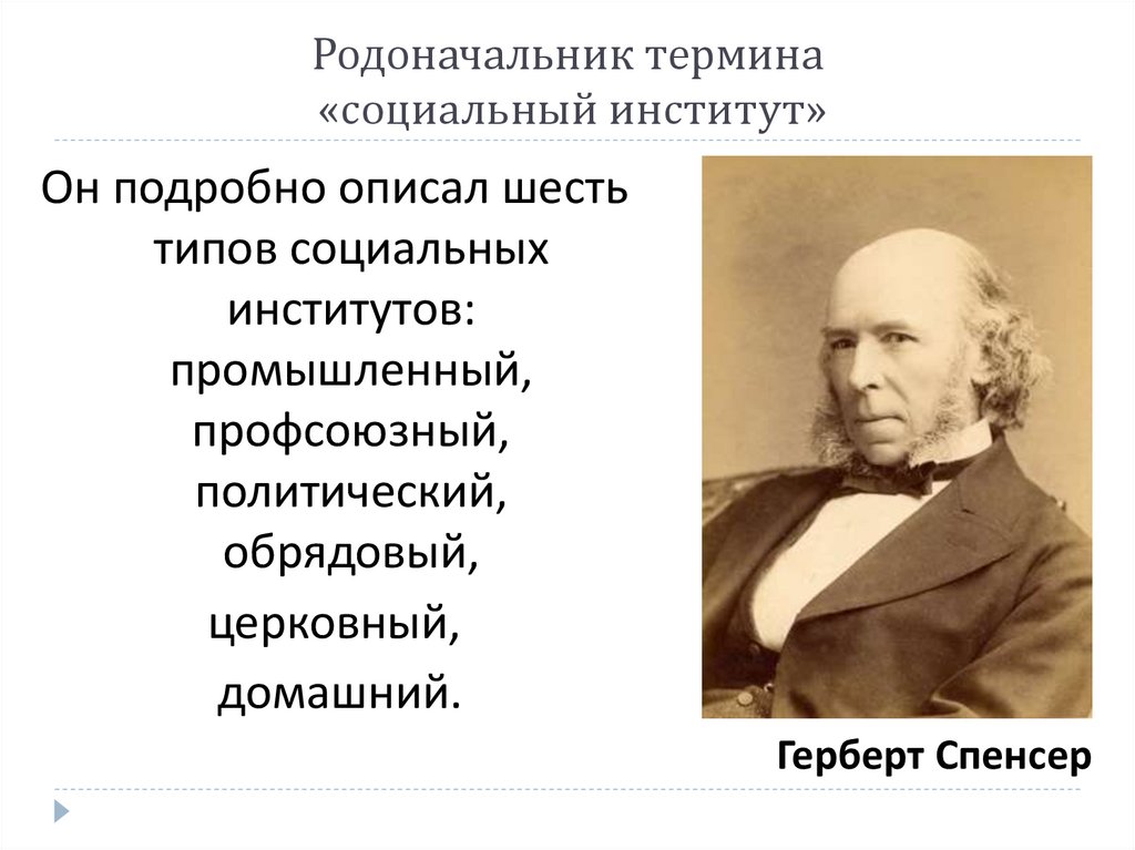 Родоначальник термина «социальный институт»