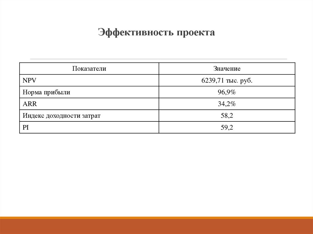 Эффективность проекта