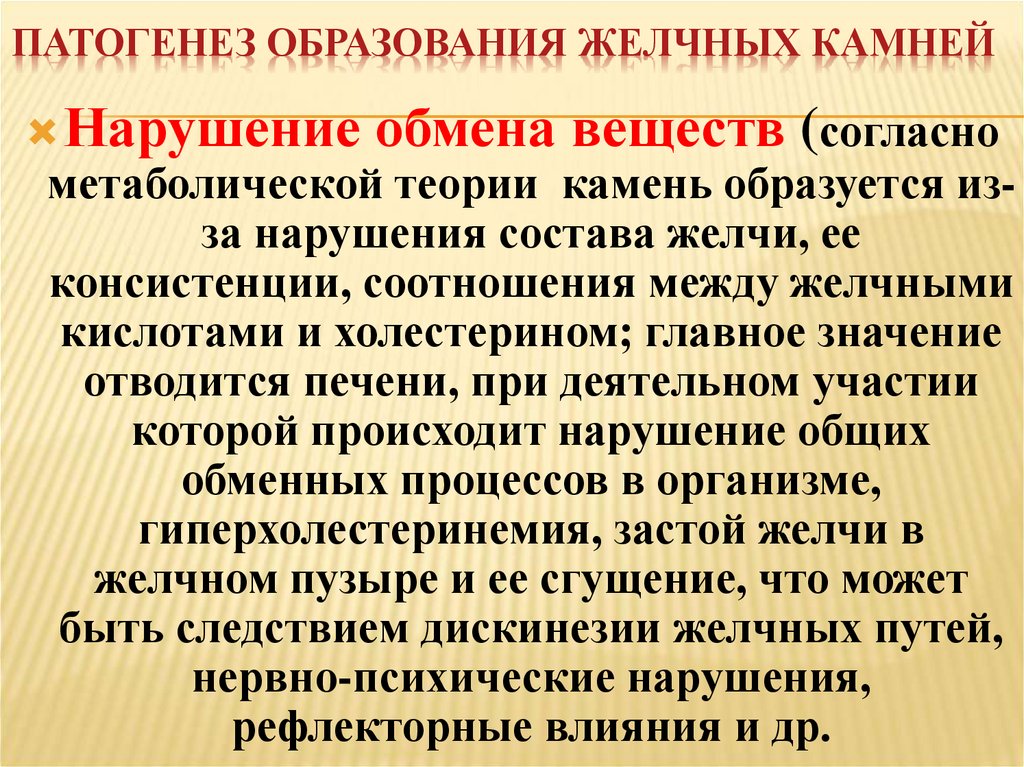 Патогенез образования желчных камней