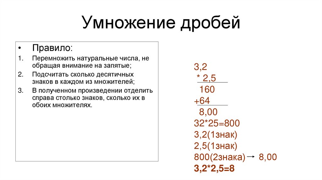 Умножение дробей