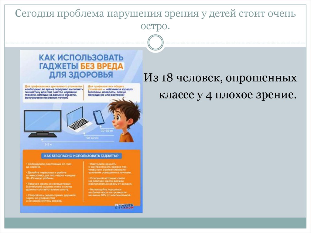 Сегодня проблема нарушения зрения у детей стоит очень остро.
