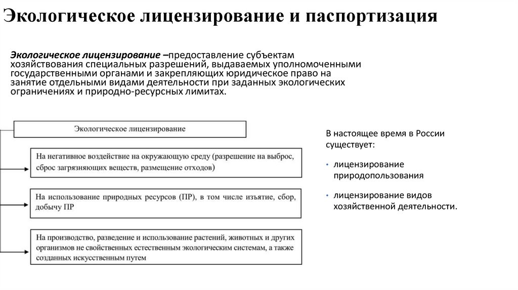 Экологическое лицензирование и паспортизация