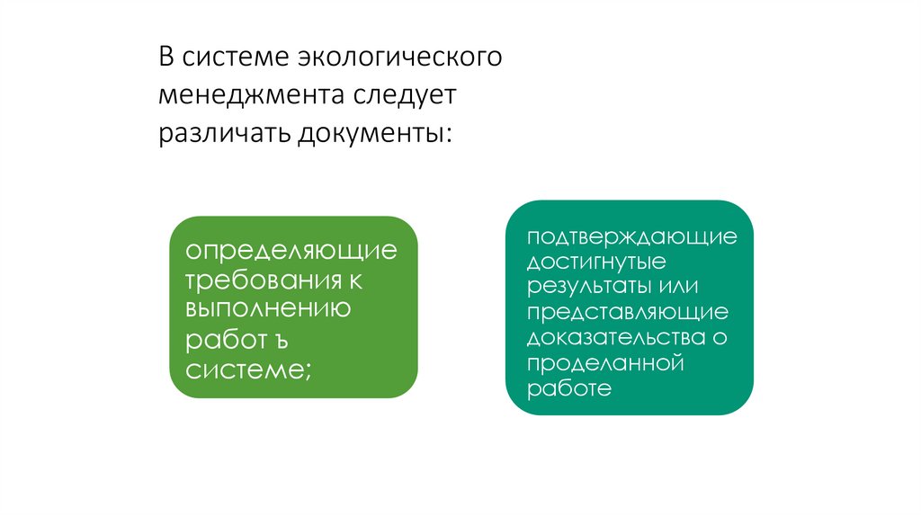 В системе экологического менеджмента следует различать документы: