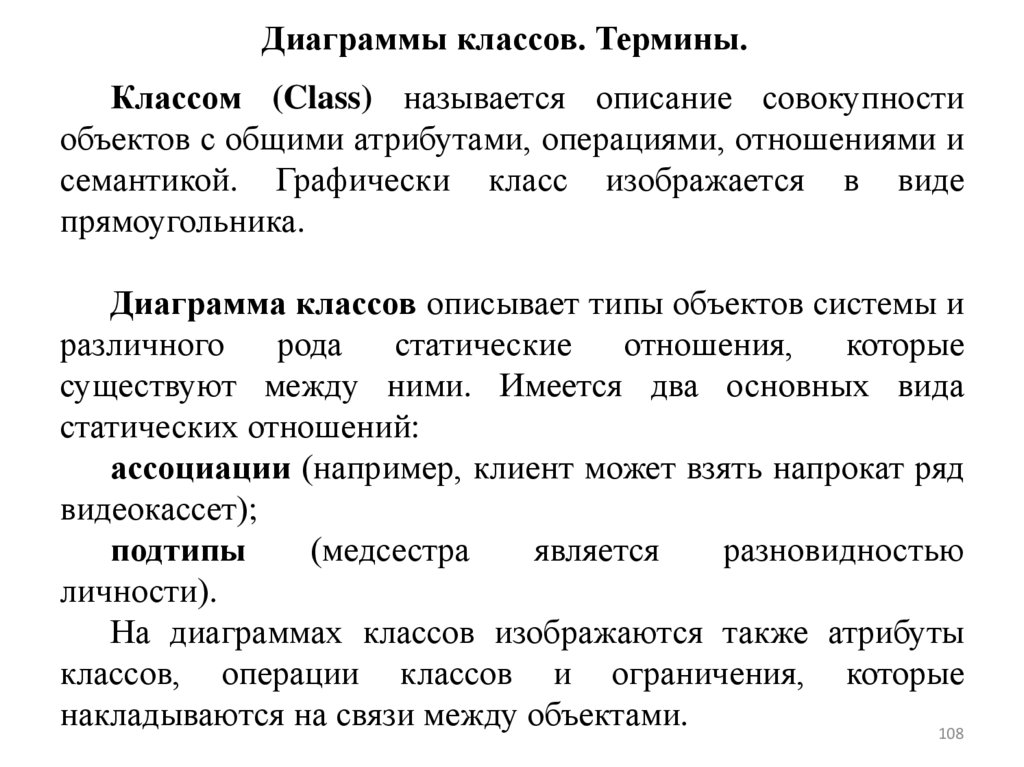 Диаграммы классов. Термины.