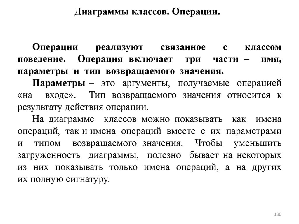 Диаграммы классов. Операции.