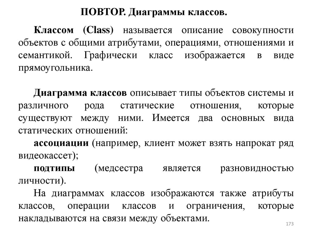 ПОВТОР. Диаграммы классов.