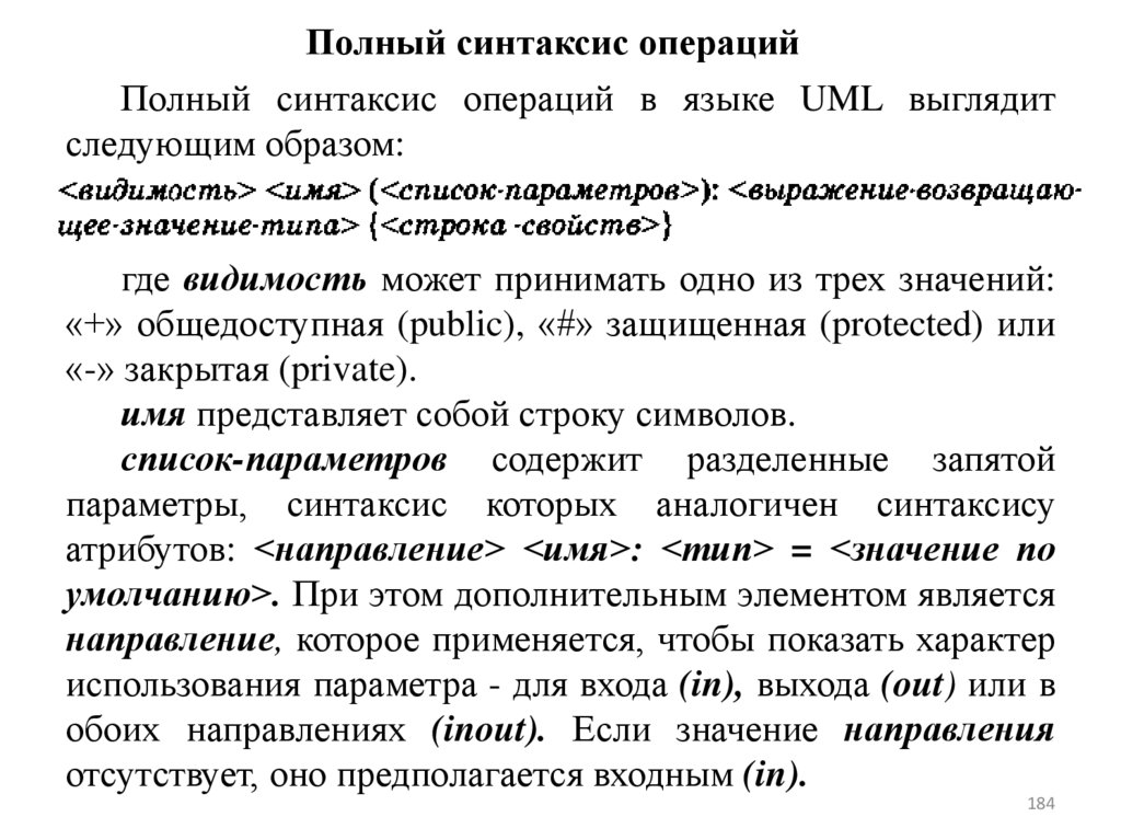 Полный синтаксис операций