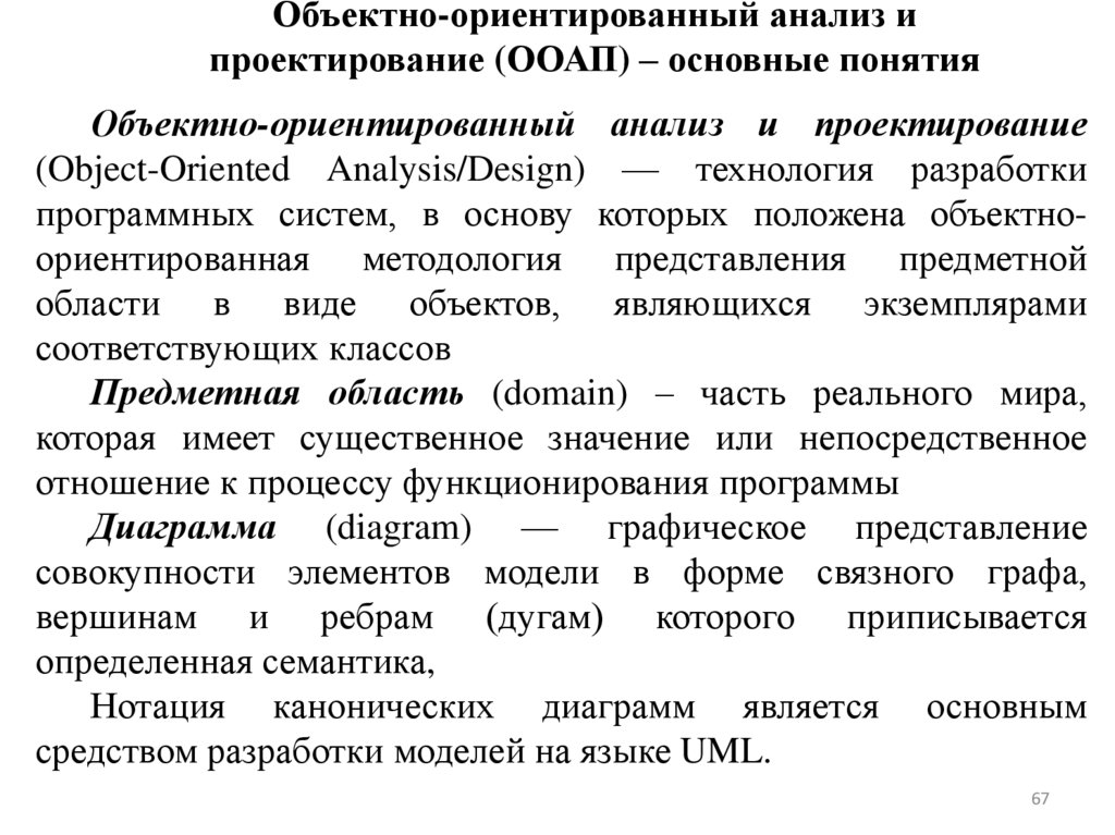 Объектно-ориентированный анализ и проектирование (ООАП) – основные понятия