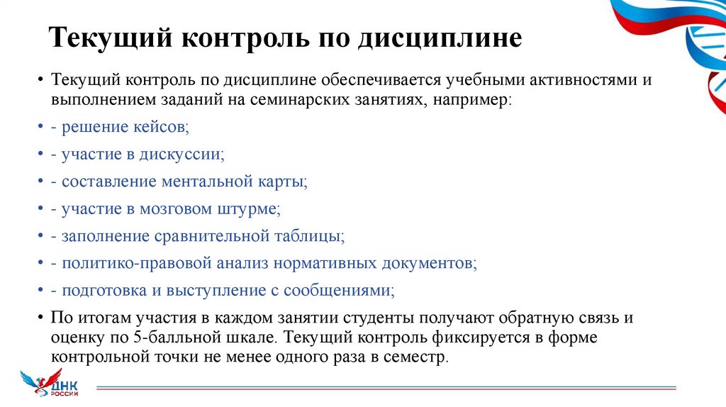 Текущий контроль по дисциплине