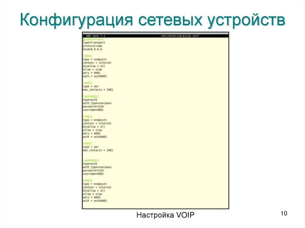 Конфигурация сетевых устройств