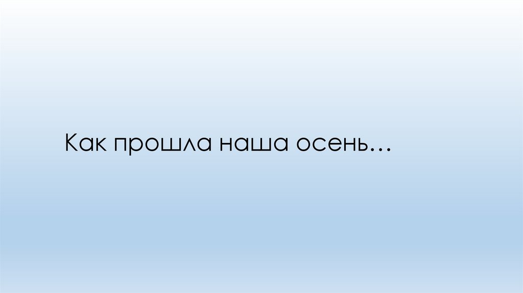 Как прошла наша осень…