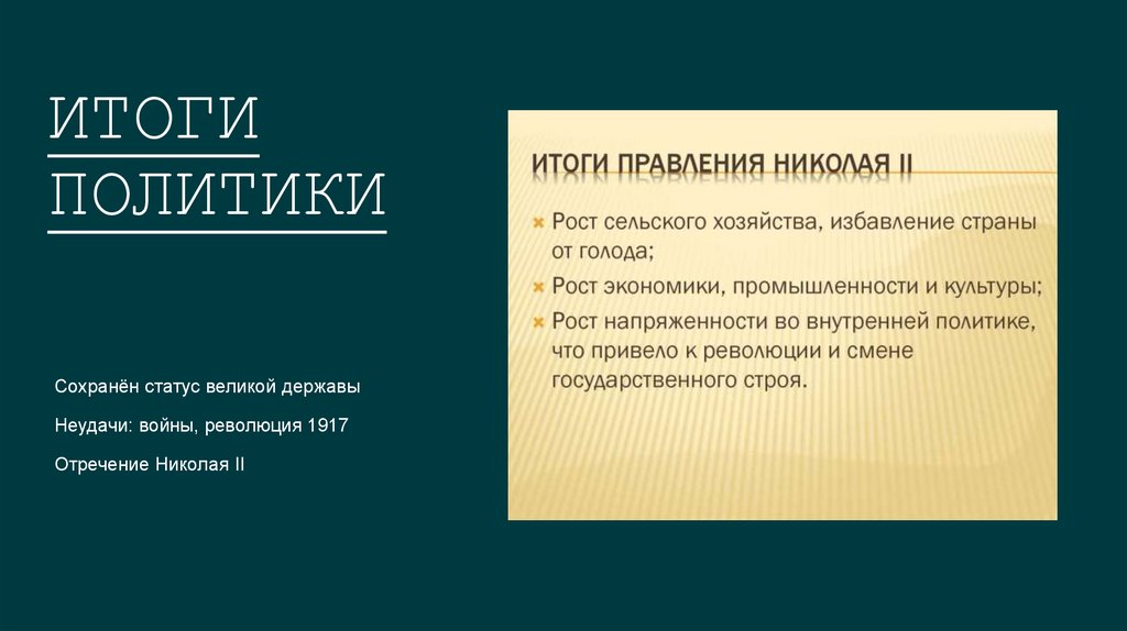 Итоги политики