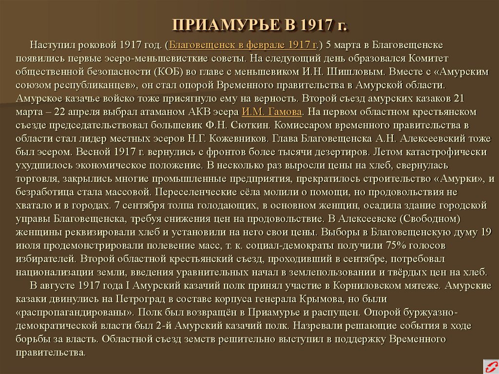 ПРИАМУРЬЕ В 1917 г.