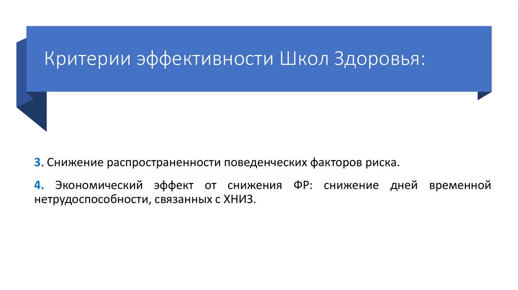 Критерии эффективности Школ Здоровья: