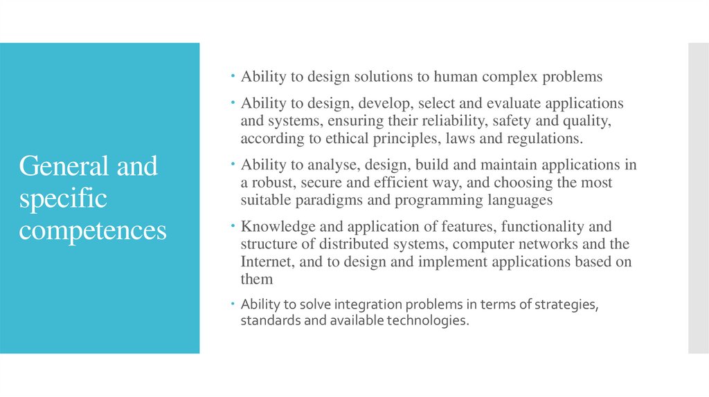 General and specific competences