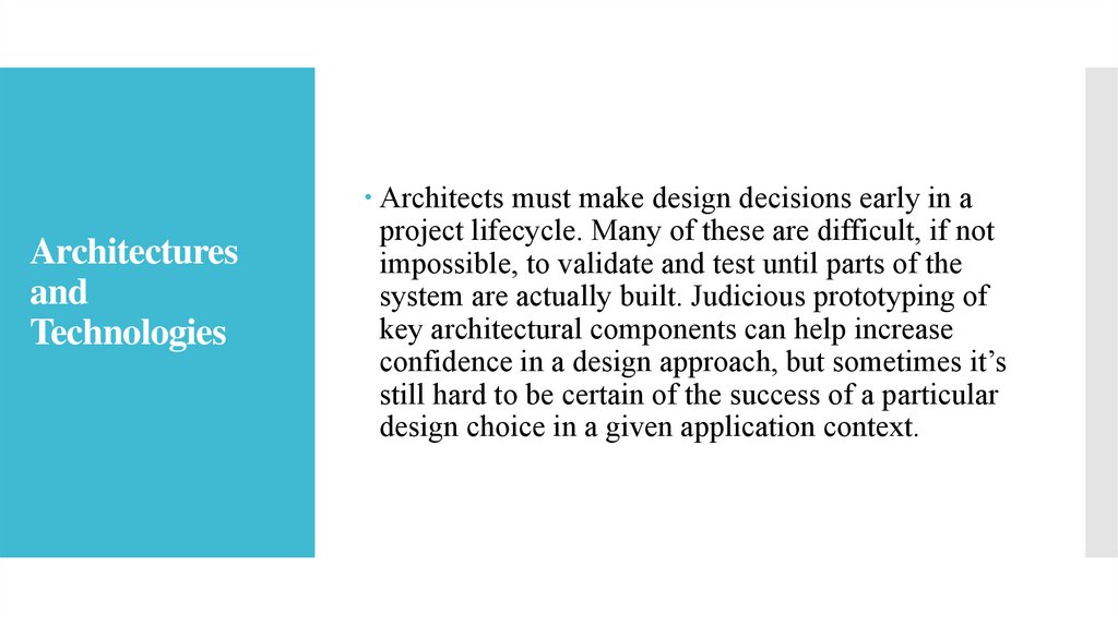 Architectures and Technologies