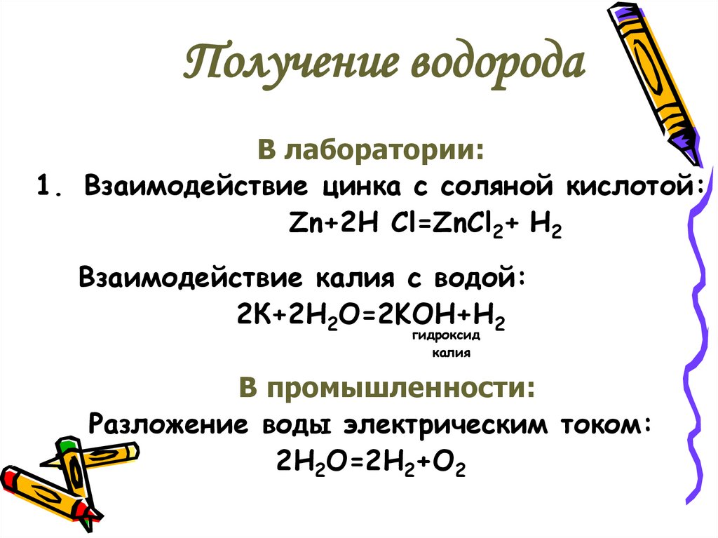 Получение водорода