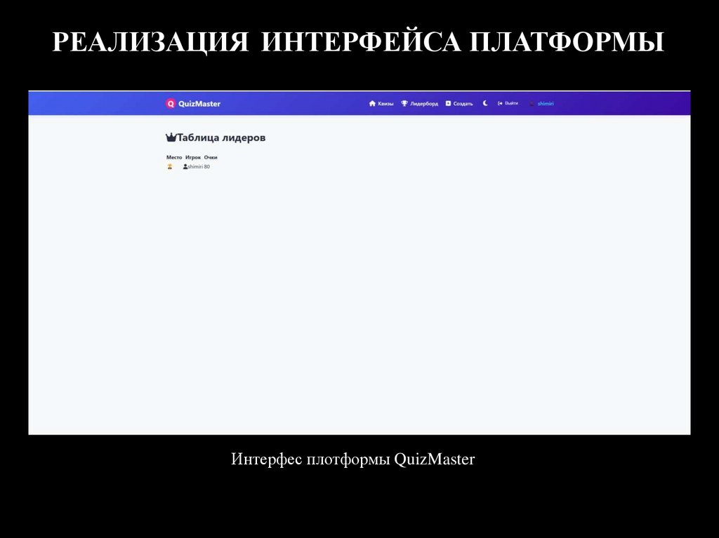 РЕАЛИЗАЦИЯ ИНТЕРФЕЙСА ПЛАТФОРМЫ