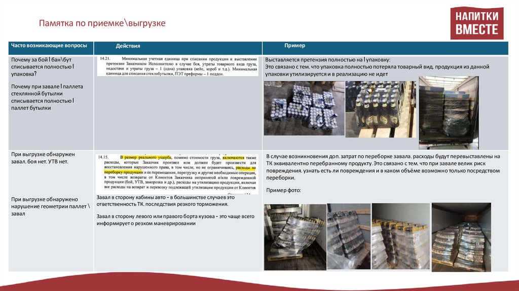 Памятка по приемке\выгрузке