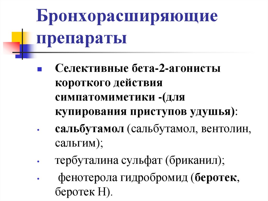 Бронхорасширяющие препараты