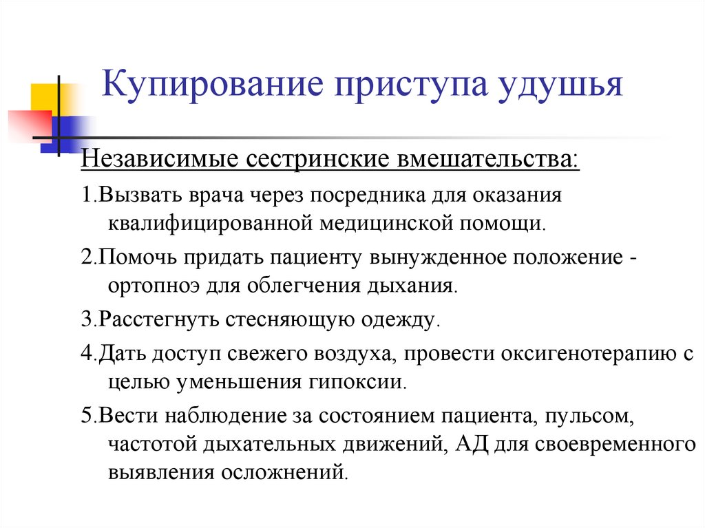   Купирование приступа удушья