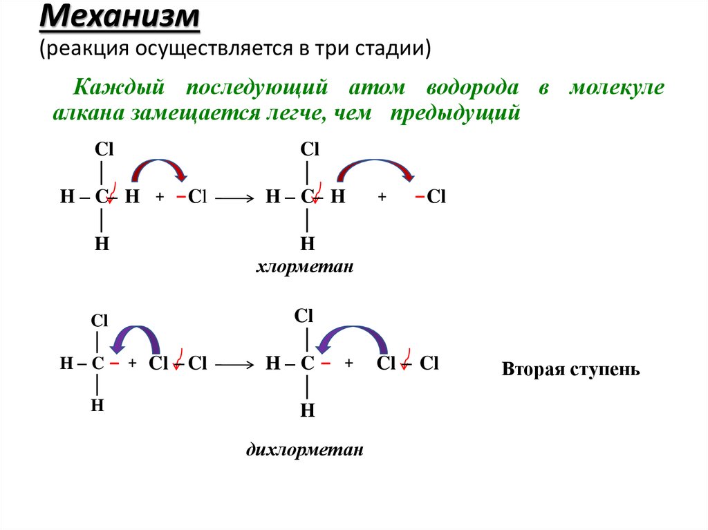 Механизм (реакция осуществляется в три стадии)