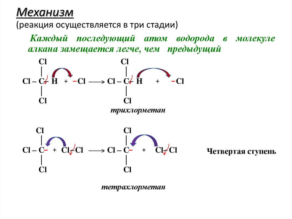 Механизм (реакция осуществляется в три стадии)