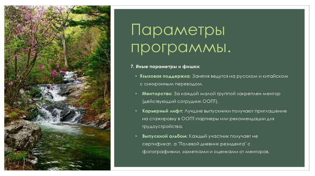 Параметры программы.