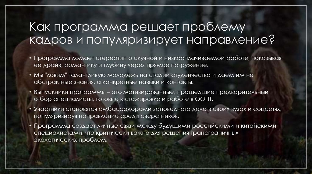 Как программа решает проблему кадров и популяризирует направление?