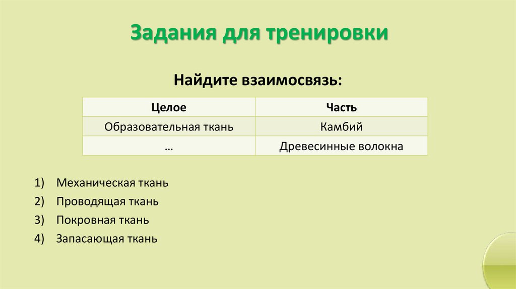 Задания для тренировки