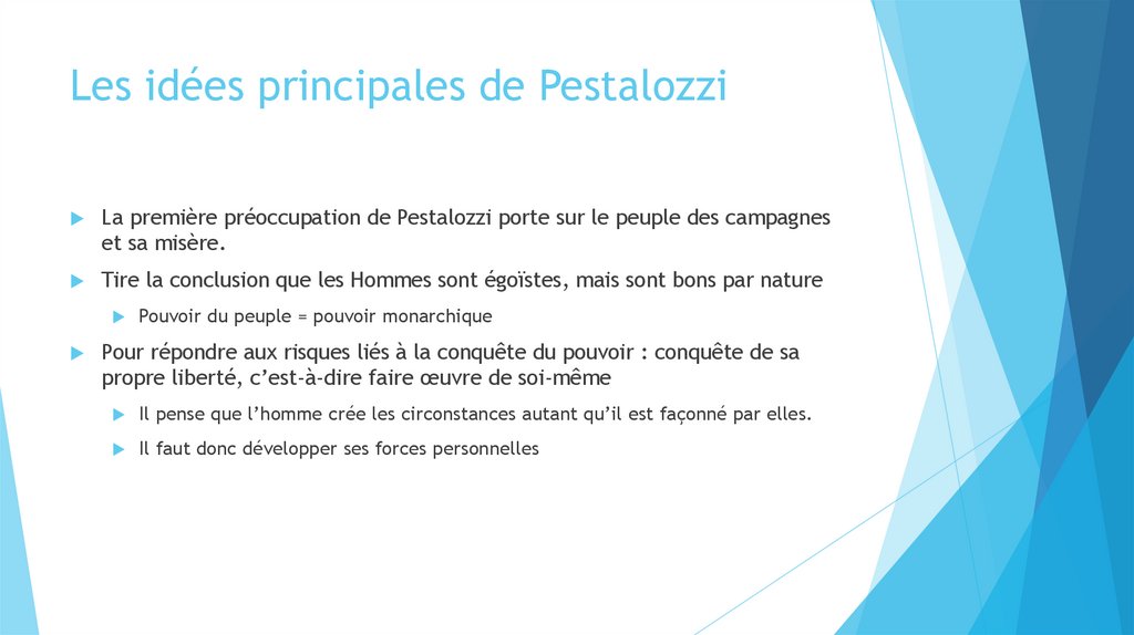 Les idées principales de Pestalozzi