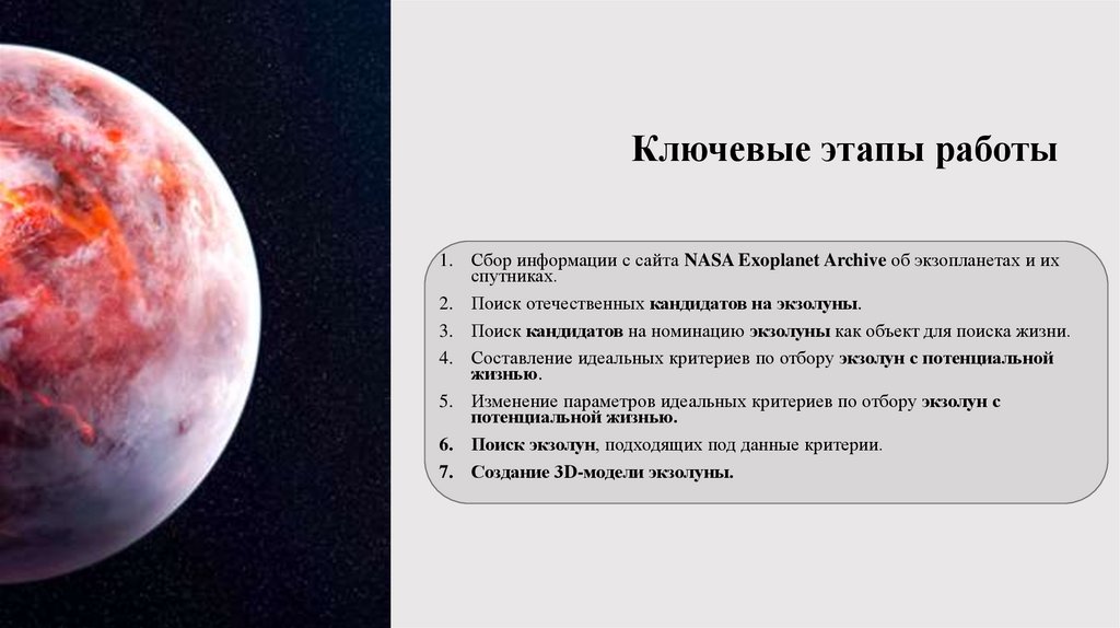 Ключевые этапы работы