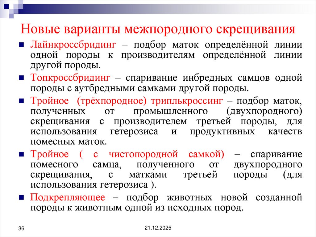 Новые варианты межпородного скрещивания