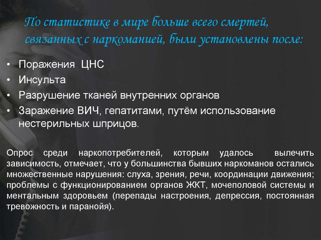 По статистике в мире больше всего смертей, связанных с наркоманией, были установлены после: