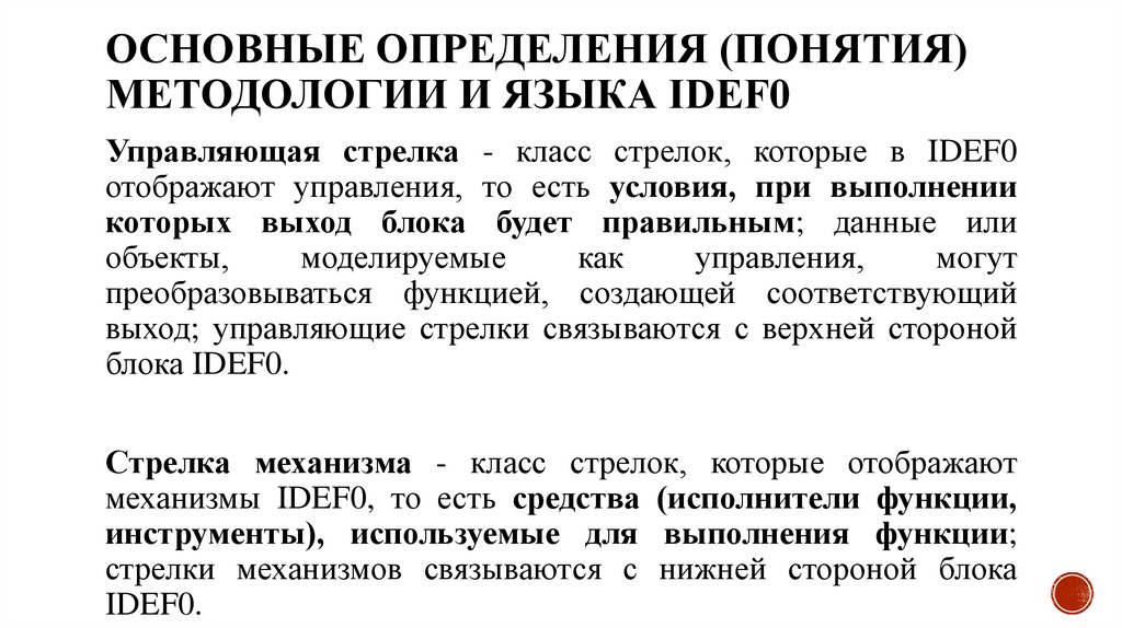 Основные определения (понятия) методологии и языка IDEF0