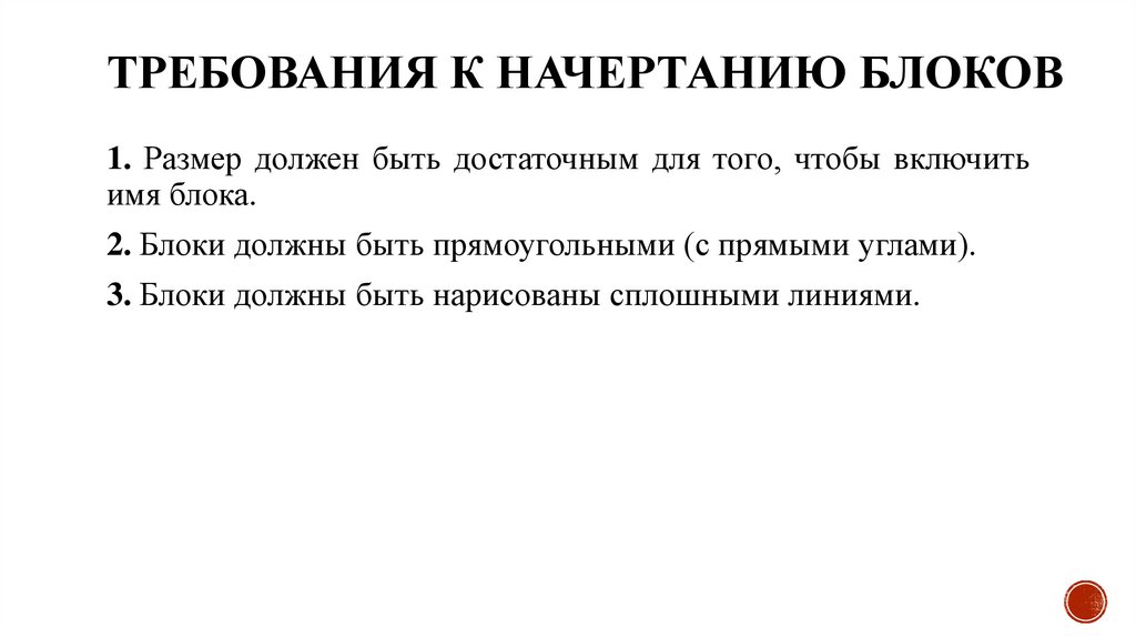 Требования к начертанию блоков