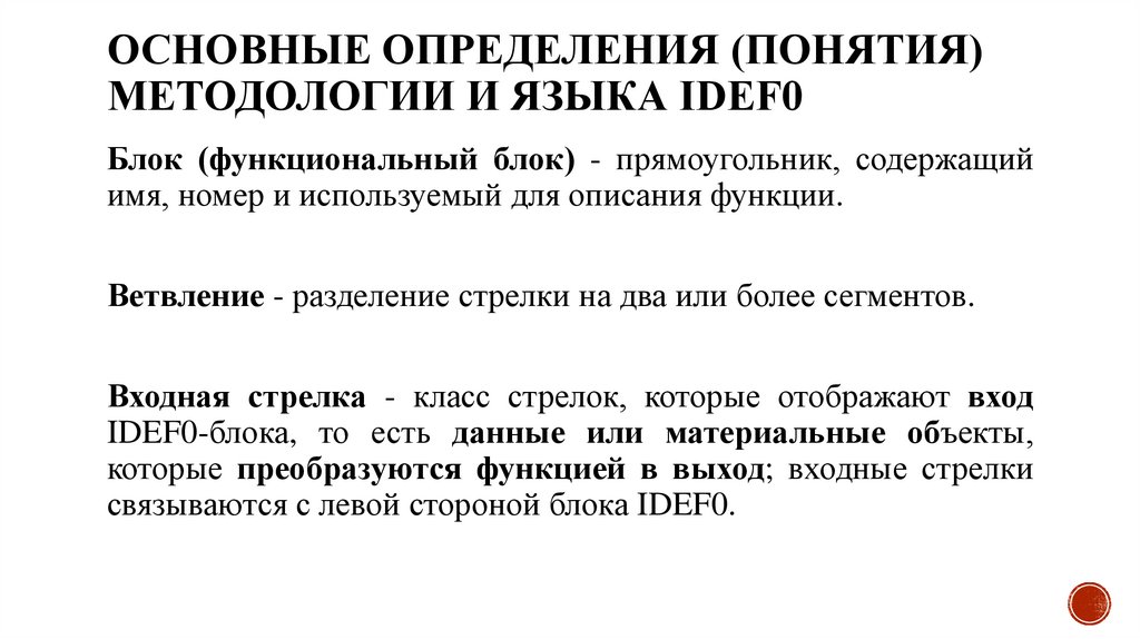 Основные определения (понятия) методологии и языка IDEF0