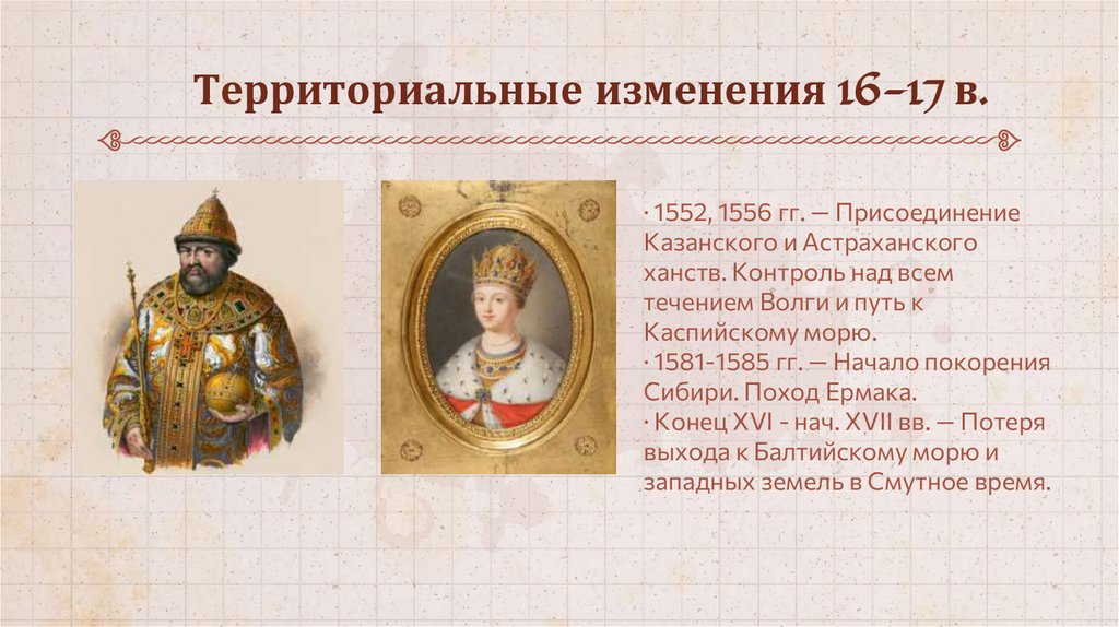 Территориальные изменения 16-17 в.