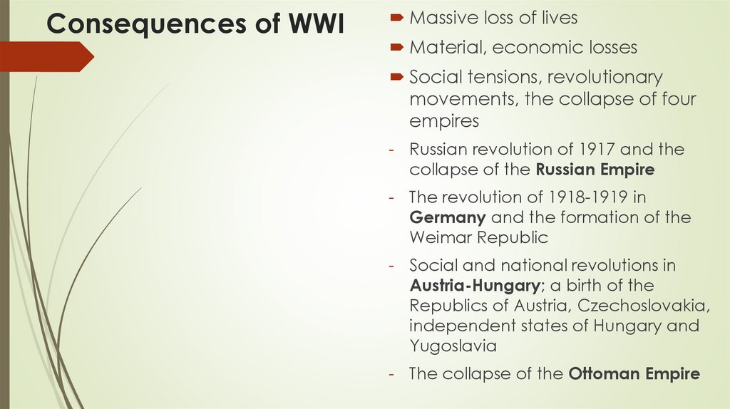 Consequences of WWI