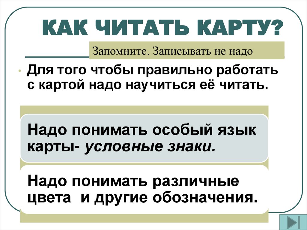 КАК ЧИТАТЬ КАРТУ?