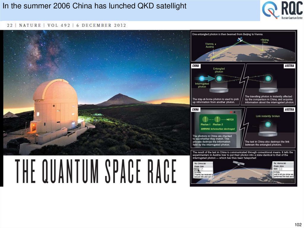 In the summer 2006 China has lunched QKD satellight