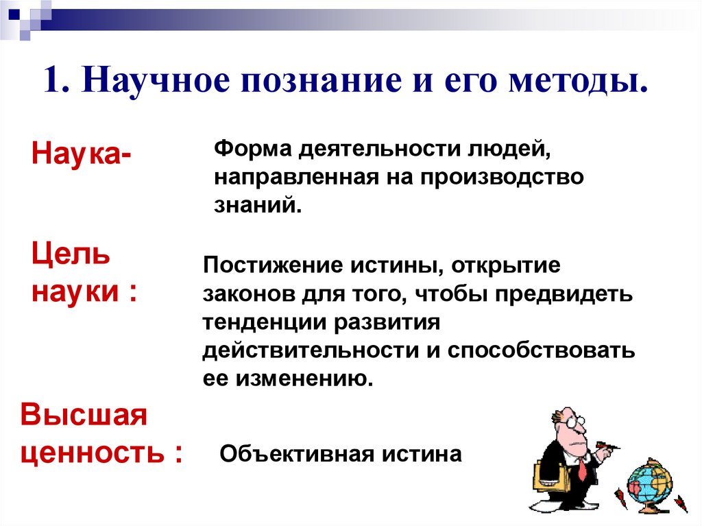 1. Научное познание и его методы.